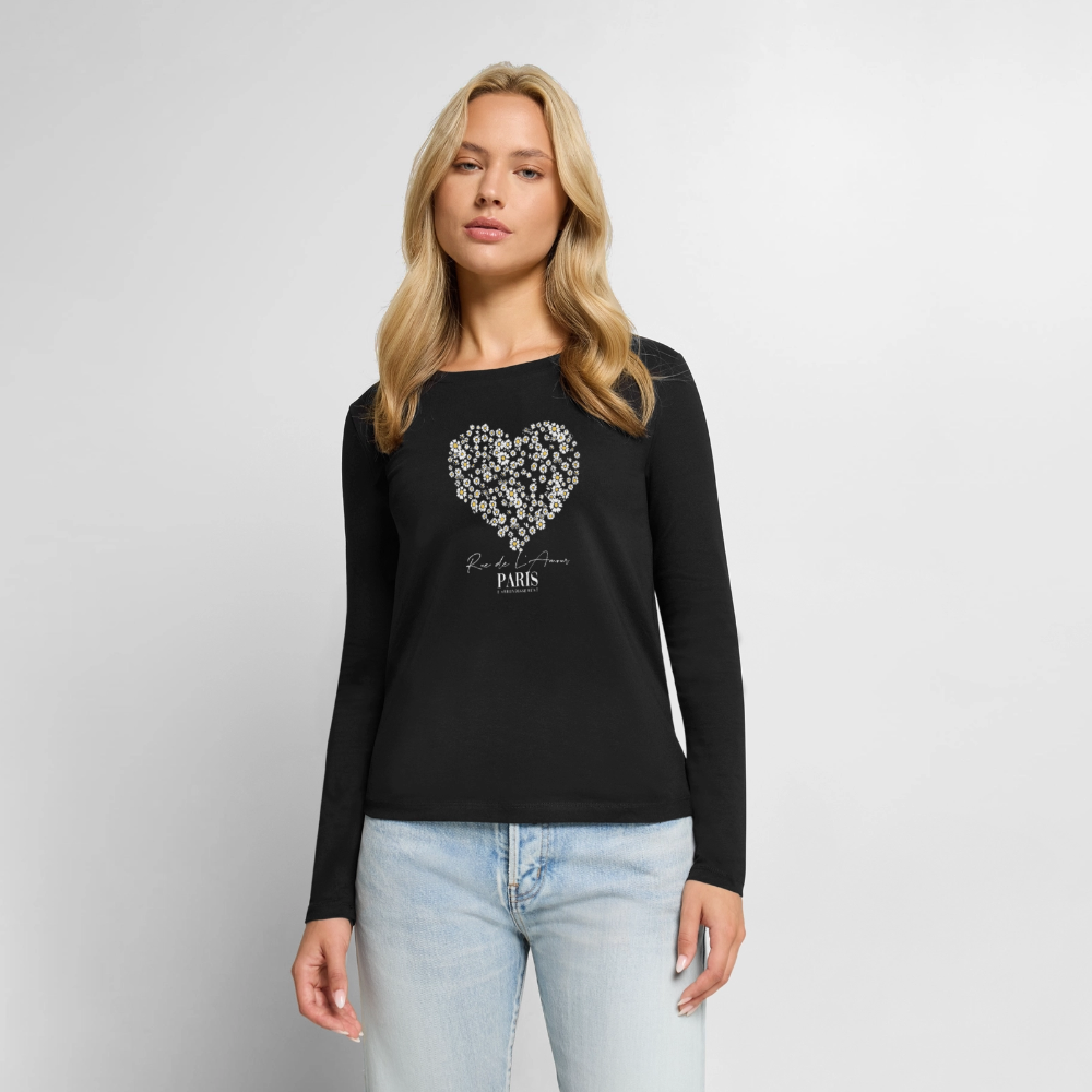 PARIS BLOOM HEART Langarmshirt - Schwarz