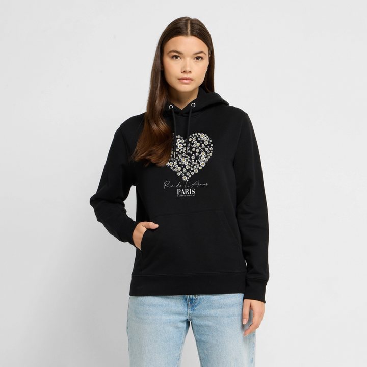 paris bloom heart Hoodie - Schwarz