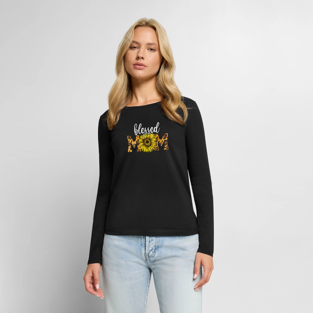 Blessed mom Langarmshirt - Schwarz