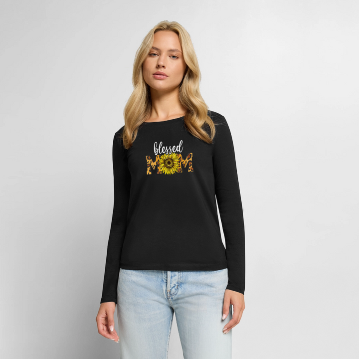 Blessed mom Langarmshirt - Schwarz
