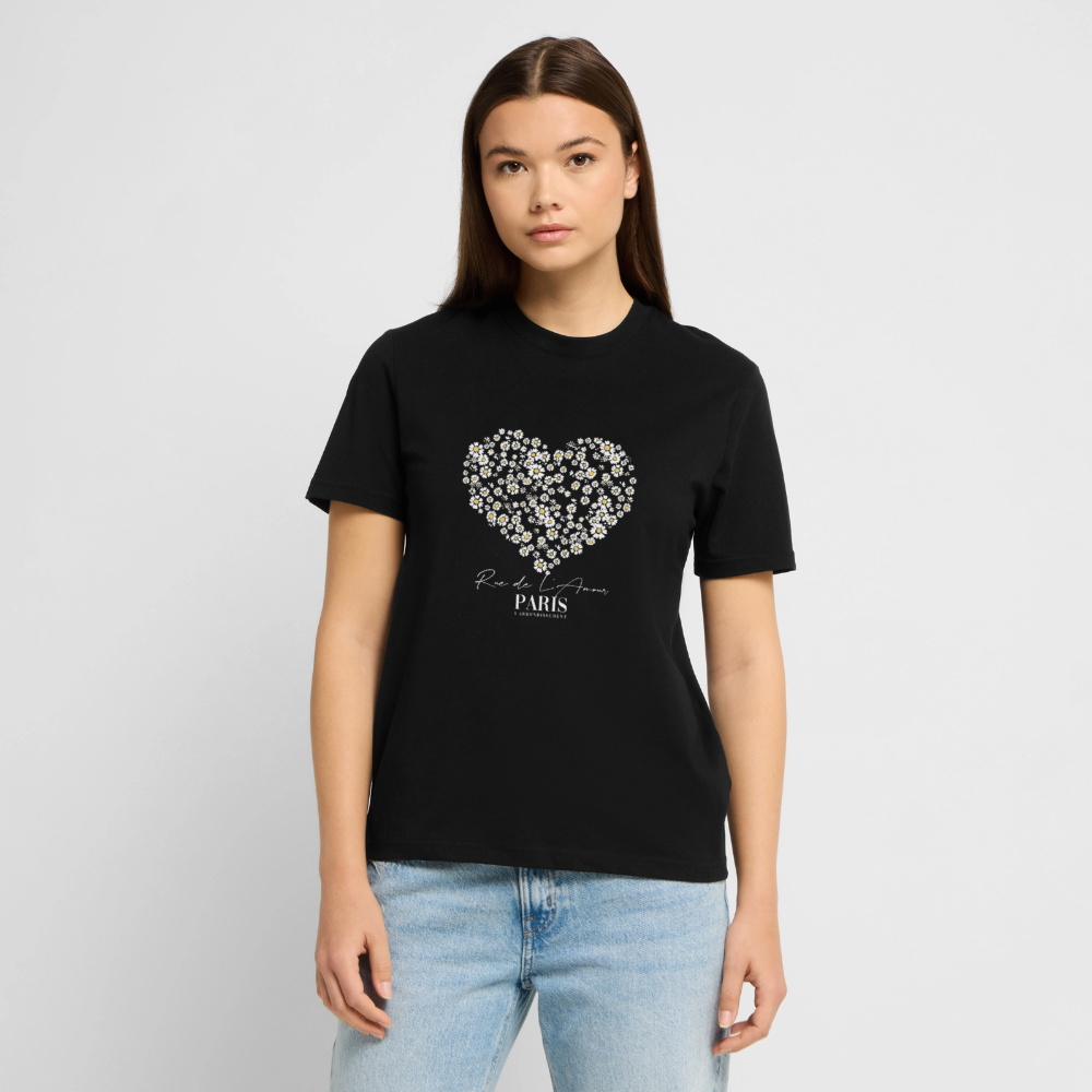 Paris Bloom heart T-Shirt - Schwarz