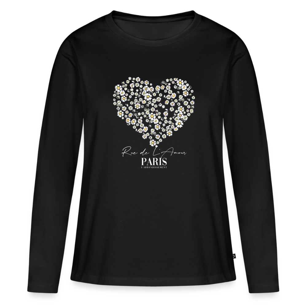 PARIS BLOOM HEART Langarmshirt - Schwarz