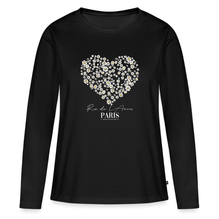 PARIS BLOOM HEART Langarmshirt - Schwarz