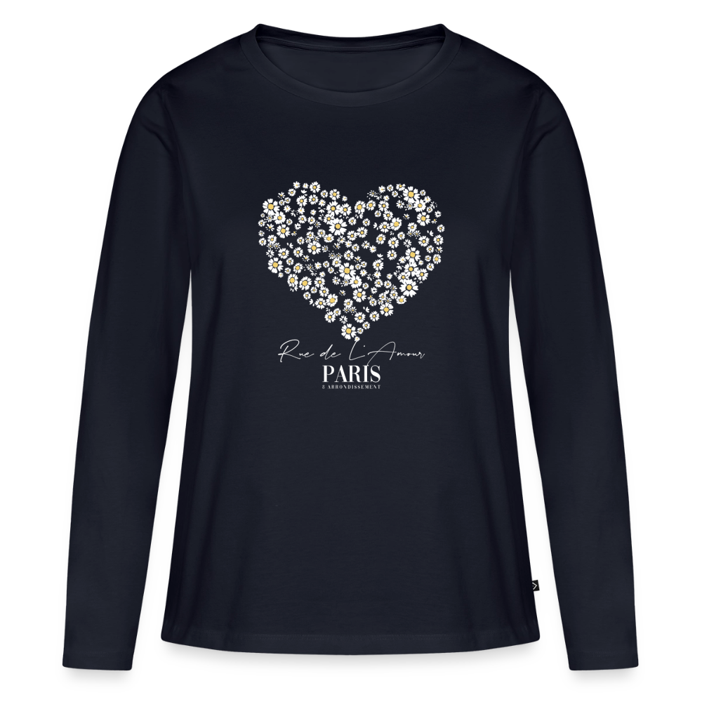 paris bloom heart Langarmshirt - Navy