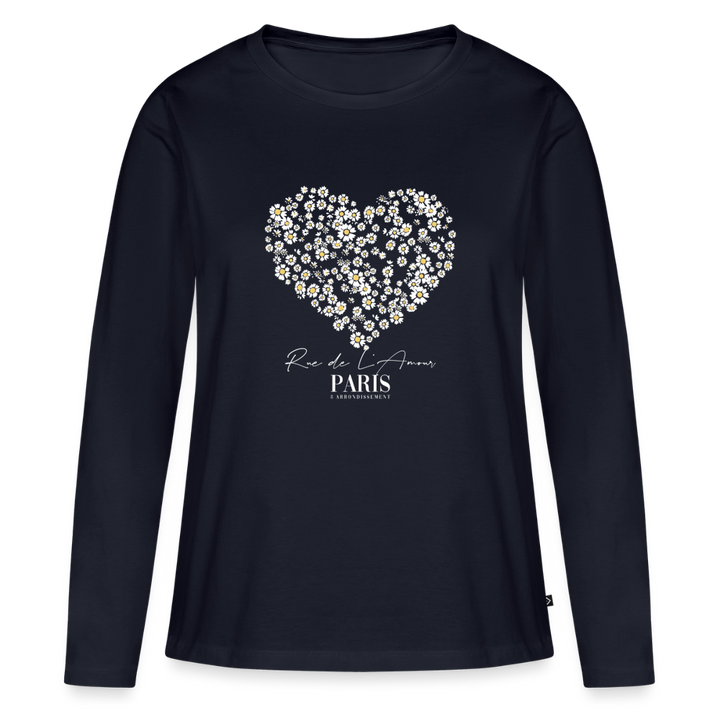 paris bloom heart Langarmshirt - Navy