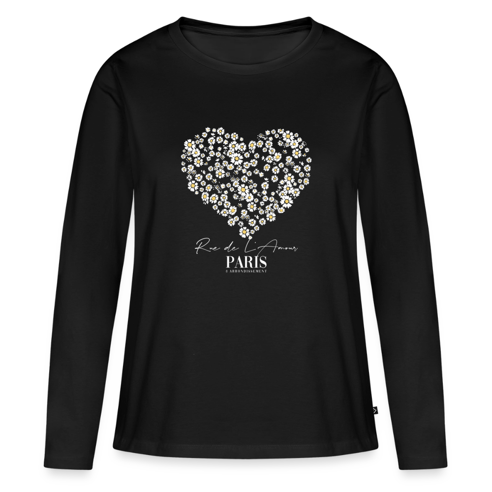 paris bloom heart Langarmshirt - Schwarz