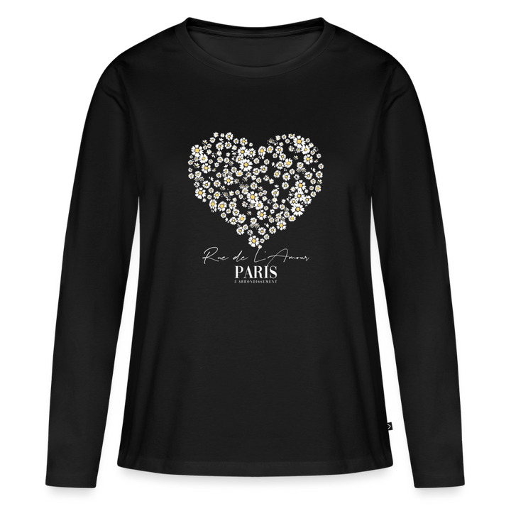 paris bloom heart Langarmshirt - Schwarz